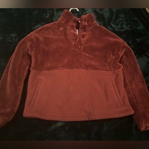 All in Motion Fleece Half Button- Maroon Color, Size XS